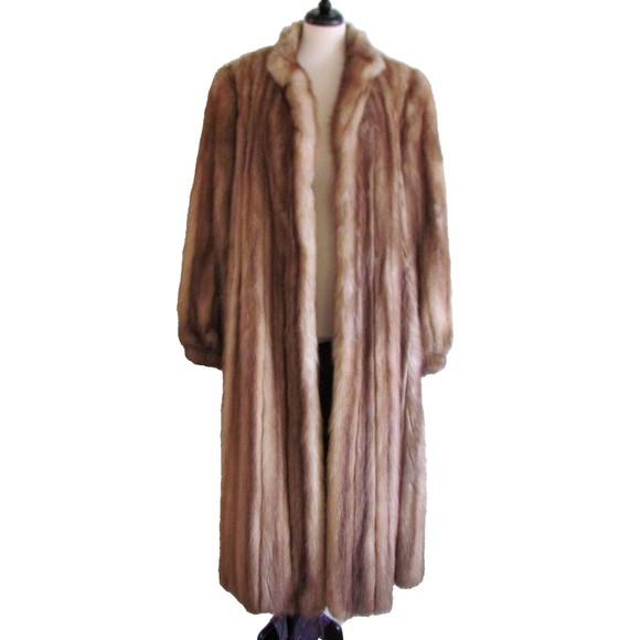 Designer Balencia Honey Blonde Soft Pelt's Long Length Mink Coat Large - Picture 3 of 16